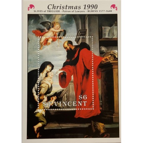 M) 1990, ST VICENT, RUBENS 1577 – 1640, CHRISTMAS, ST. IVES OF TREGUIER, PATRON OF LAWYERS, MNH