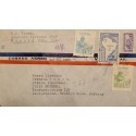 L) 1947 COLOMBIA, SOUTH AMERICA MAP, COMMUNICATIONS PALACE, 50C, ARCHITECTURE, 15C, AIRMAIL, CIRCULATED COVER FROM