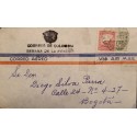 L) 1949 COLOMBIA, CARTAGENA SPANISH FORTIFICATION, AVIATION WEEK, COMMUNICATIONS PALACE, CIRCULATED COVER IN COLOMBIA, AIRMAIL