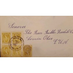 L) 1827 COLOMBIA, TARGET CANCELATION, CALDAS, MEDIO CENTAVO, YELLOW-BROWN, CIRCULATED COVER FROM COLOMBIA TO USA