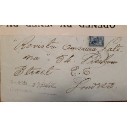 J) 1918 COLOMBIA, 5 CENTS BLUE, BOLIVAR, OPEN BY EXAMINER, AIRMAIL, CIRCULATED COVER, FROM MEXICO TO LONDON
