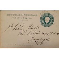 J) 1919 MEXICO, HIDALGO, 2 CENTS, POSCARD, POSTAL STATIONARY, CIRCULATED COVER, FROM MEXICO