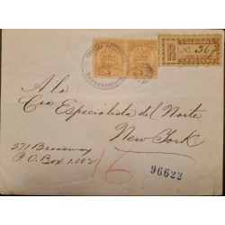 L) 1896 COLOMBIA, COAT OF ARMS, ORANGE, 5 CENTAVOS, BUENAVENTURA, COLOMBIA R 10 CENTAVOS, CIRCULATED COVER