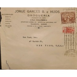 L) 1941 COLOMBIA, SOFT COFFEE, 5C, PALM, WOMEN, DRUGSTORE, COMMUNICATIONS PALACE, 1/2C, SLOGAN CANCELATION