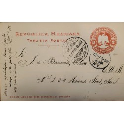 J) 1899 MEXICO, 1 CENTS ORANGE, EAGLE, POSTCARD, POSTAL STATIONARY, CIRCULATED COVER