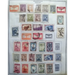 A) 1945-47, ARGENTINA, COLLECTION, LOT OF 38, THE ALBUM PAGE IS NOT INCLUDED INLY THE STAMPS, AIRMAIL, MANUEL