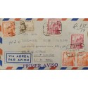 A) 1950, SPAIN, FROM SARRIA TO CARIBBEAN, AIRMAIL, CERTIFIED, CANCELLATION WITH FIRST NOTICE, GRAL FRANCO STAMPS