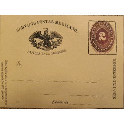 J) 1885 MEXICO, NUMERAL, 2 CENTS, POSTAL STATIONARY, NEWSPAPER