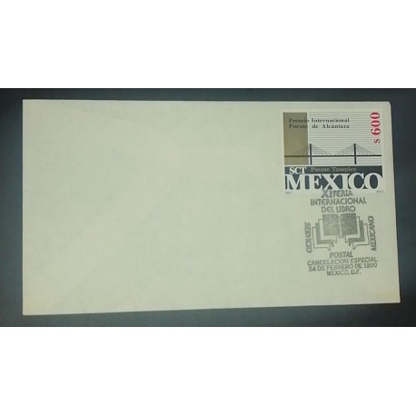A) 1990, MEXICO, BRIDGE OF ALCANTARA INTERNATIONAL AWARD, SPECIAL CANCELLATION XI INTERNATIONAL BOOK FAIR