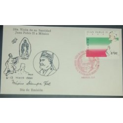 A) 1990, MEXICO, POPE JUAN PABLO II VISIT, FDC, CANCELARION RED