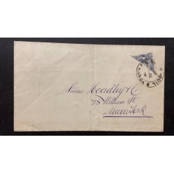 L) 1898 ECUADOR, BISECT, COAT OF ARMS, 20C, BLUE, FRANCA, CIRCULATED COVER FROM ECUADOR TO NEW YORK