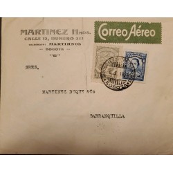 L) 1928 COLOMBIA, SANTANDER, 4C, BLUE, SCADTA, AIRPLANE, NATURE, 20C, GRAY, AIRMAIL, CIRCULATED COVER IN COLOMBIA