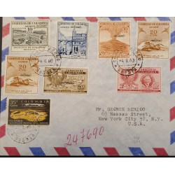 L) 1960 COLOMBIA, INTERNATIONAL AIRPORT, EL DORADO, NEVADO DEL RUIZ MANIZALES, SANCTUARY OF LAS LAJAS NARIÑO, RAFAEL REYES