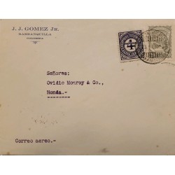 L) 1929 COLOMBIA, NUMERAL, 4 PROVISIONAL, SCADTA, AIRPLANE, GRAY, NATURE, 20C, AIRMAIL, CIRCULATED COVER FROM