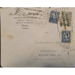 L) 1928 COLOMBIA, SCADTA, 50C, AIRPLANE, NATURE, SANTANDER, 4C, BLUE, SLOGAN CANCELATION COLOMBIA HAS A COMPLETE