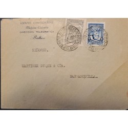 L) 1928 COLOMBIA, SANTANDER, 4C, BLUE, SCADTA, AIRPLANE, NATURE, 20C, GRAY, CIRCULATED COVER FROM PTO BERRIO TO