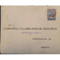 L) 1926 COLOMBIA, SCADTA, BLUE, AIRPLANE, NATURE, 30C, COLOMBIA INSURANCE COMPANY, TO BOGOTA