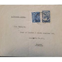 L) 1928 COLOMBIA, COAT OF ARMS, BLUE, 3C, SCADTA, 30C, AIRPLANE, NATURE, AIRMAIL, CIRCULATED COVER IN COLOMBIA
