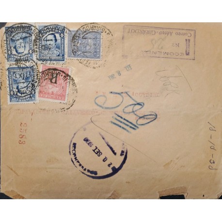 L) 1930 COLOMBIA, SANTANDER, 4C, SCADTA, 20C, RED, 30C, BLUE, AIRMAIL, CIRCULATED COVER FROM COLOMBIA TO CHICAGO