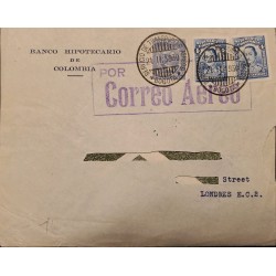 L) 1930 COLOMBIA, SANTANDER, 4C, BLUE, SCADTA, 30C, NATURE, AIRPLANE, AIRMAIL, CIRCULATED COVER FROM BOGOTA TO LONDON