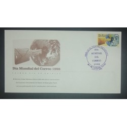 A) 1998, MEXICO, WORLD POST DAY, FDC, ROUND CANCELLATION STAMP, XF