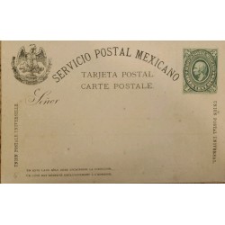 J) 1887 MEXICO, HIDALGO HEAD, MEDALLON, EAGLE, MEXICAN POSTAL SERVICE, POSTAL STATIONARY, POSTCARD