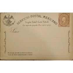 J) 1887 MEXICO, HIDALGO, POSTCARD, POSTAL STATIONARY, EAGLE, UNIVERSAL POSTAL UNION, XF