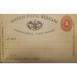 J) 1885 MEXICO, NUMERAL, 3 CENTS ORANGE, EAGLE, POSTCARD, POSTAL STATIONARY, UNIVERSAL POSTAL UNION