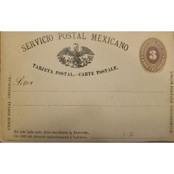J) 1885 MEXICO, NUMERAL, 3 CENTS BROWN, EAGLE, POSTCARD, POSTAL STATIONARY, UNIVERSAL POSTAL UNION