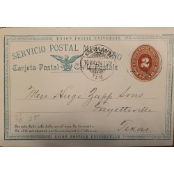 J) 1894 MEXICO, NUMERAL, 2 CENTS ORANGE, EAGLE, POSTCARD, POSTAL STATIONARY, CIRCULATED