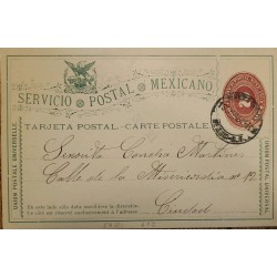 J) 1887 MEXICO, NUMERAL, 2 CENTS RED, UNIVERSAL POSTAL UNION, POSTCARD, POSTAL STATIONARY
