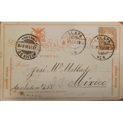 J) 1899 MEXICO, LETTER ON CARRIER, EAGLE, INTERIOR SERVICE, CIRCULATED COVER, FROM JALAPA