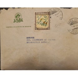 L) 1948 COLOMBIA, SOFT COFFEE, 5 CENTAVOS, NATURE, NATIONAL INSURANCE COMPANY, CIRCULATED COVER IN COLOMBIA