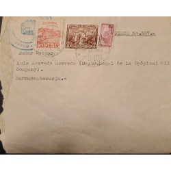 L) 1946 COLOMBIA, SOFT COFFEE, 5C, BROWN, COMMUNICATIONS PALACE, 15C, CIRCULATED COVER IN COLOMBIA