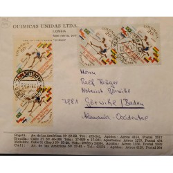 L) 1963 COLOMBIA, SOUTH AMERICAN ATHLETICS CHAMPIONSHIP, SPORT, FLAG, AIRMAIL, CIRCULATED COVER FROM COLOMBIA TO GERMANY
