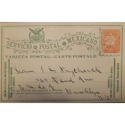 J) 1889 MEXICO, LETTER ON CARRIER, EAGLE, UNIVERSAL POSTAL UNION, POSTCARD, POSTAL STATIONARY