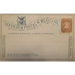 J) 1887 MEXICO, LETTER ON CARRIER, EAGLE, UNIVERSAL POSTAL UNION, POSTCARD, POSTAL STATIONARY