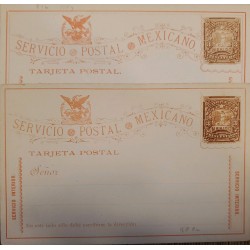 J) 1887 MEXICO, LETTER ON CARRIER, EAGLE, INTERIOR SERVICE, SET OF 2 POSTCARD, POSTAL STATIONARY