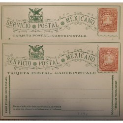 J) 1887 MEXICO, LETTER ON CARRIER, EAGLE, UNIVERSAL POSTAL UNION, SET OF 2 POSTCARD, POSTAL STATIONARY
