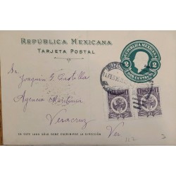 J) 1916 MEXICO, HIDALGO´S HEAD, IMPERIAL EAGLE, POSTCARD, POSTAL STATIONARY, CIRCULATED