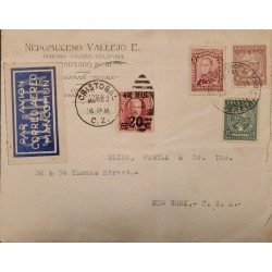 L) 1931 COLOMBIA, SCADTA MIX, CANAL ZONE, BOLIVAR, 5C, MAGDALENA RIVER, AIRMAIL, CIRCULATED COVER FROM COLOMBIA TO NEW YORK