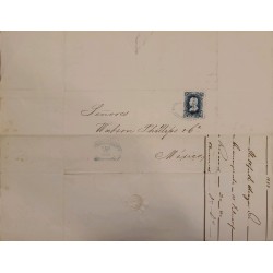 J) 1878 MEXICO, HIDALGO'S HEAD, 25 CENTS BLUE, CIRCULATED COVER, FROM GUANAJUATO TO MEXICO