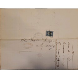 J) 1875 MEXICO, HIDALGO'S HEAD, 25 CENTS BLUE, CIRCULATED COVER, FROM GUANAJUATO TO MEXICO