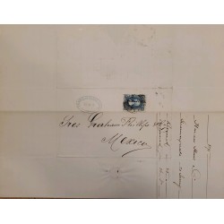 J) 1875 MEXICO, HIDALGO'S HEAD, 25 CENTS BLUE, CIRCULATED COVER, FROM GUANAJUATO TO MEXICO
