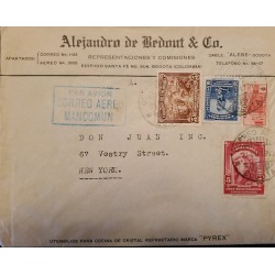 L) 1941 COLOMBIA, COFFEE, PALM, 5C, INTERNATIONAL RED CROSS, PROTECTION, 5C, PRE-COLOMBIAN MONUMENT, BLUe