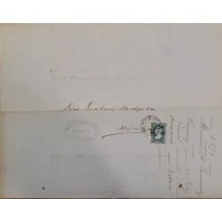 J) 1875 MEXICO, HIDALGO'S HEAD, 25 CENTS BLUE, CIRCULATED COVER, FROM VERACRUZ TO MEXICO