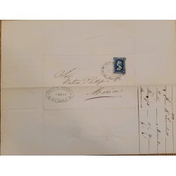 J) 1880 MEXICO, HIDALGO'S HEAD, 25 CENTS BLUE, CIRCULATED COVER, FROM PUEBLA TO MEXICO