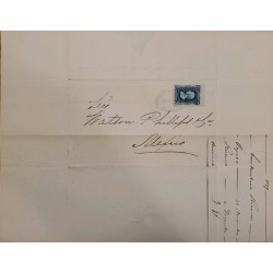 J) 1879 MEXICO, HIDALGO'S HEAD, 25 CENTS BLUE, CIRCULATED COVER, FROM OAXACA TO MEXICO