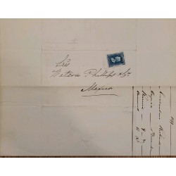 J) 1879 MEXICO, HIDALGO'S HEAD, 25 CENTS BLUE, CIRCULATED COVER, FROM OAXACA TO MEXICO