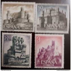 A) 1967, SPAIN, CASTLES OF SPAIN, BLOCK OF 4